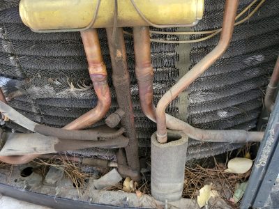 Oily Residue Indicating Refrigerant Leak